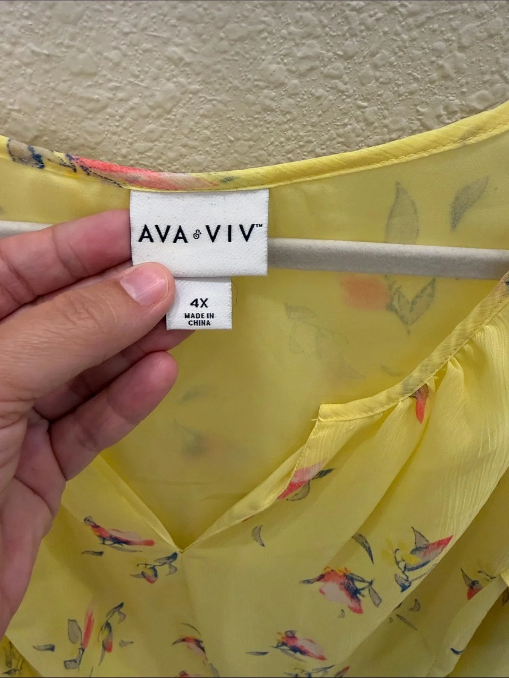 Ava & Viv Yellow Floral Ruffle Sleeve Blouse